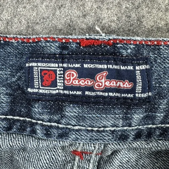 Vintage Paco Jeans Jeans Mens 34x31 Blue Wide Leg Baggy Embroidered Y2K Skater